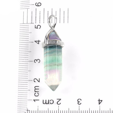 Fluorite Natural Gem Quartz Pendant Necklace