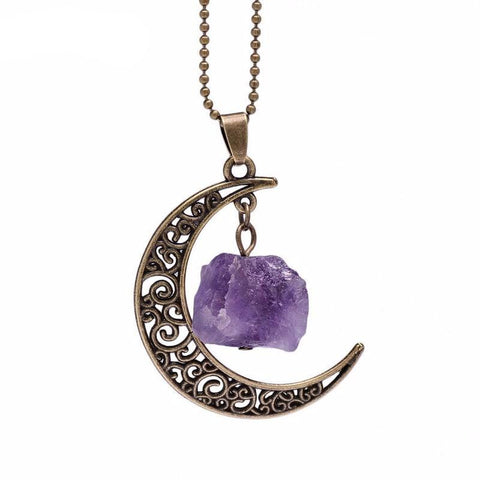 Antique Crystal Moon Pendant Necklace