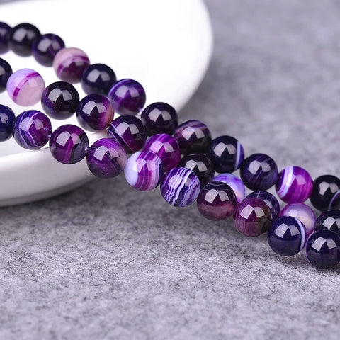 Purple Stone Round Beads