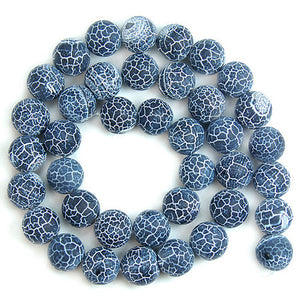 Frosted Spider Web Agates Round Beads