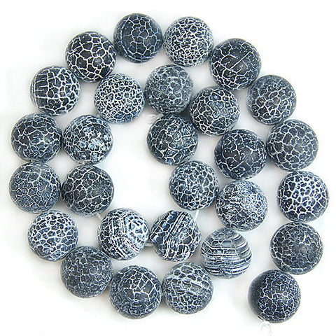 Frosted Spider Web Agates Round Beads