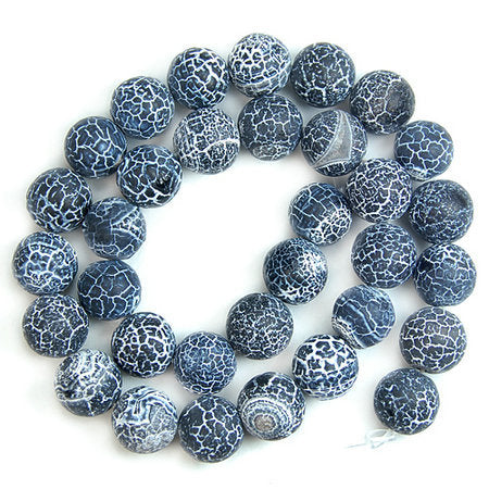 Frosted Spider Web Agates Round Beads